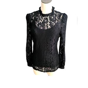 NWT INC Black Lace Top With Camisole